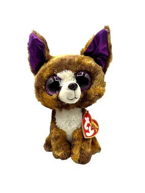 TY Beanie Boo Dexter Dog with Long Ears Plush Brown Stuffed Animal 100% TY Silk